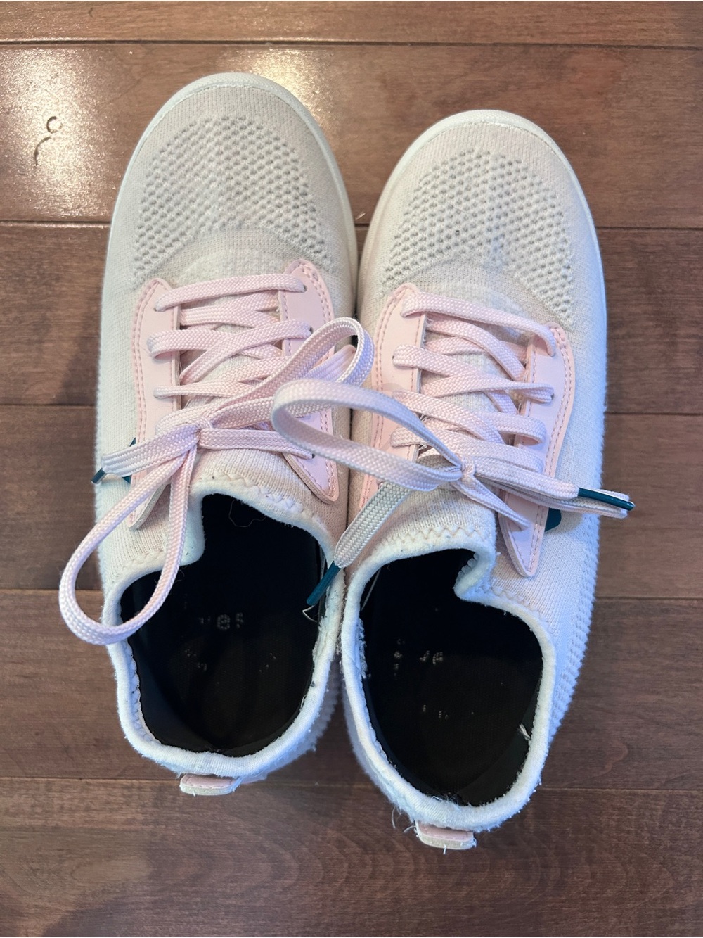 Vessi Women's Knit Sneakers in White and Light Pink